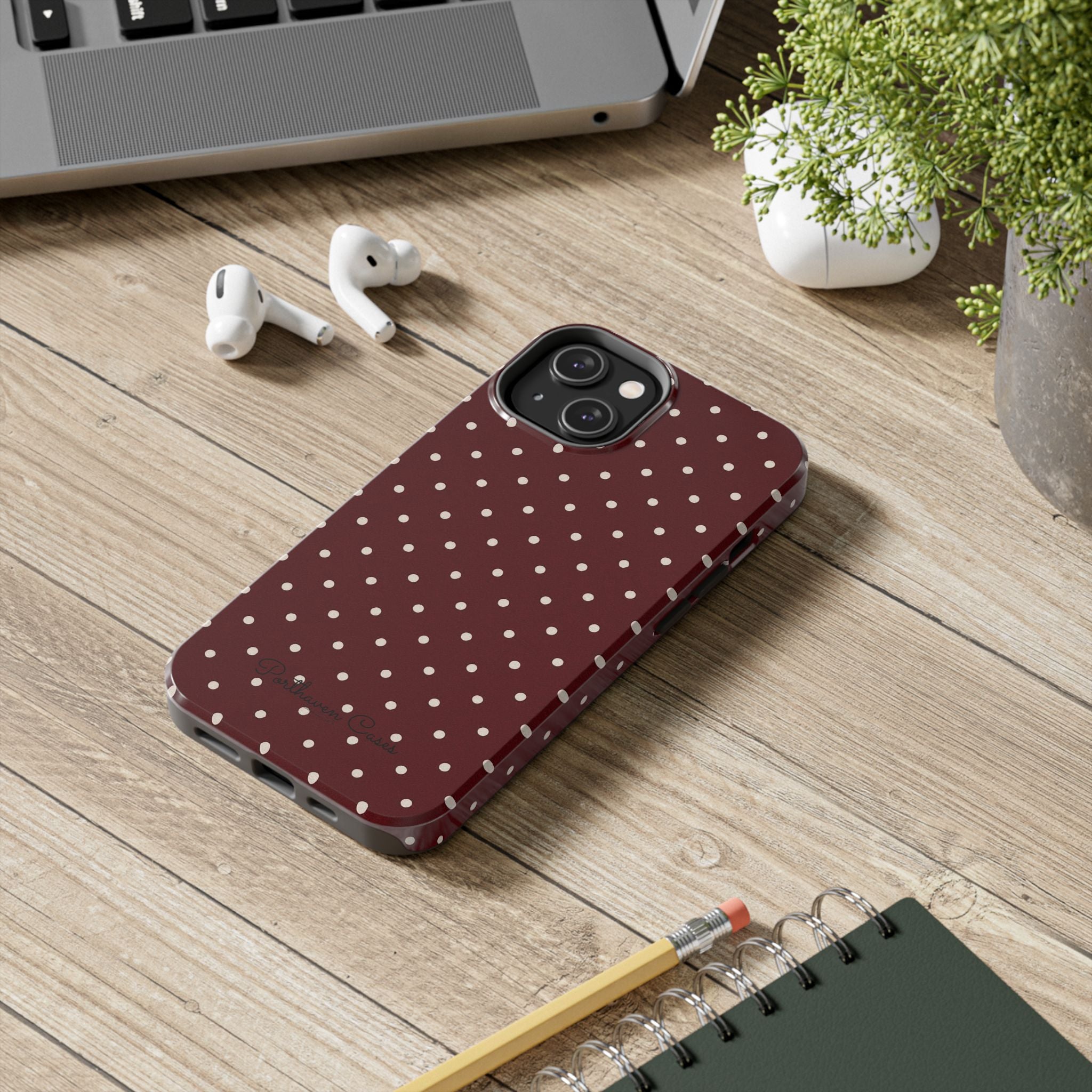 Burgundy Polka Dots