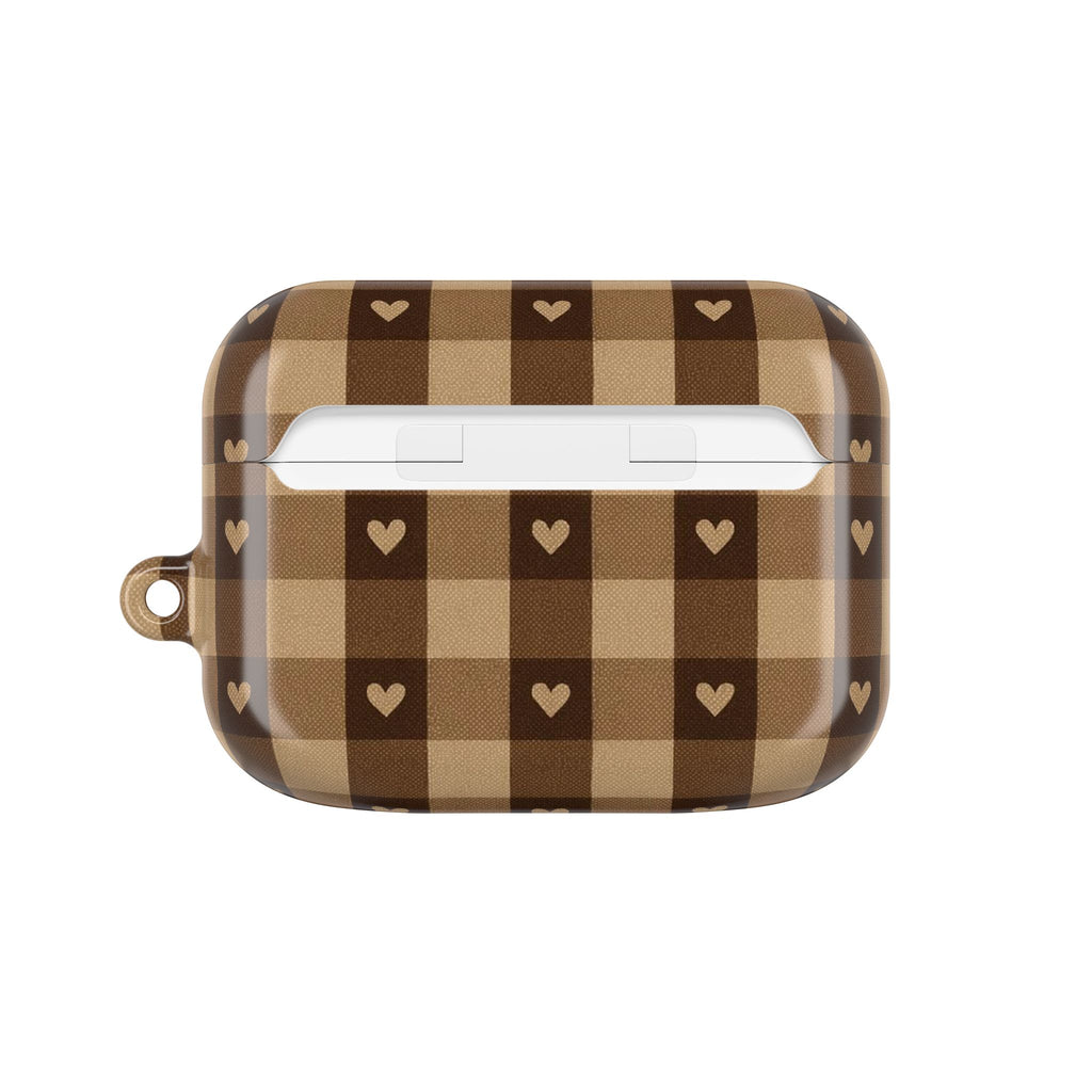 Brown Gingham Hearts | AirPods Case