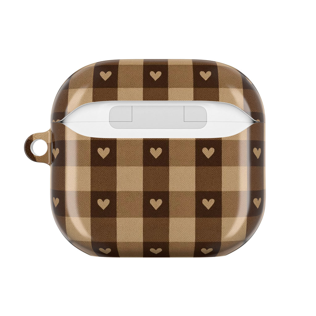 Brown Gingham Hearts | AirPods Case