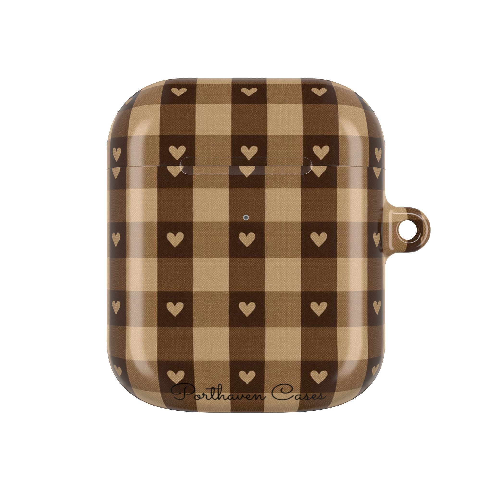 Brown Gingham Hearts | AirPods Case
