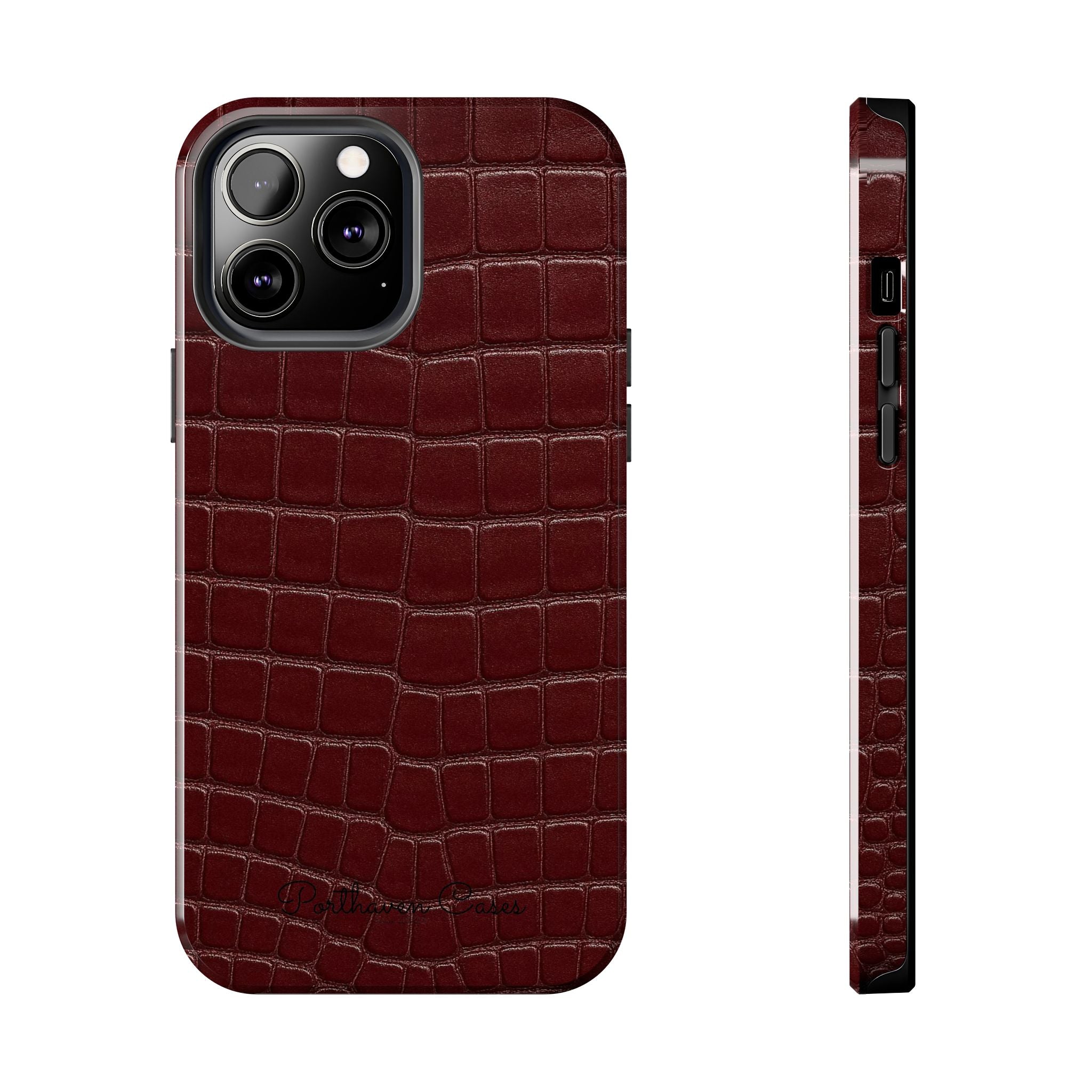 Burgundy Crocodile Leather