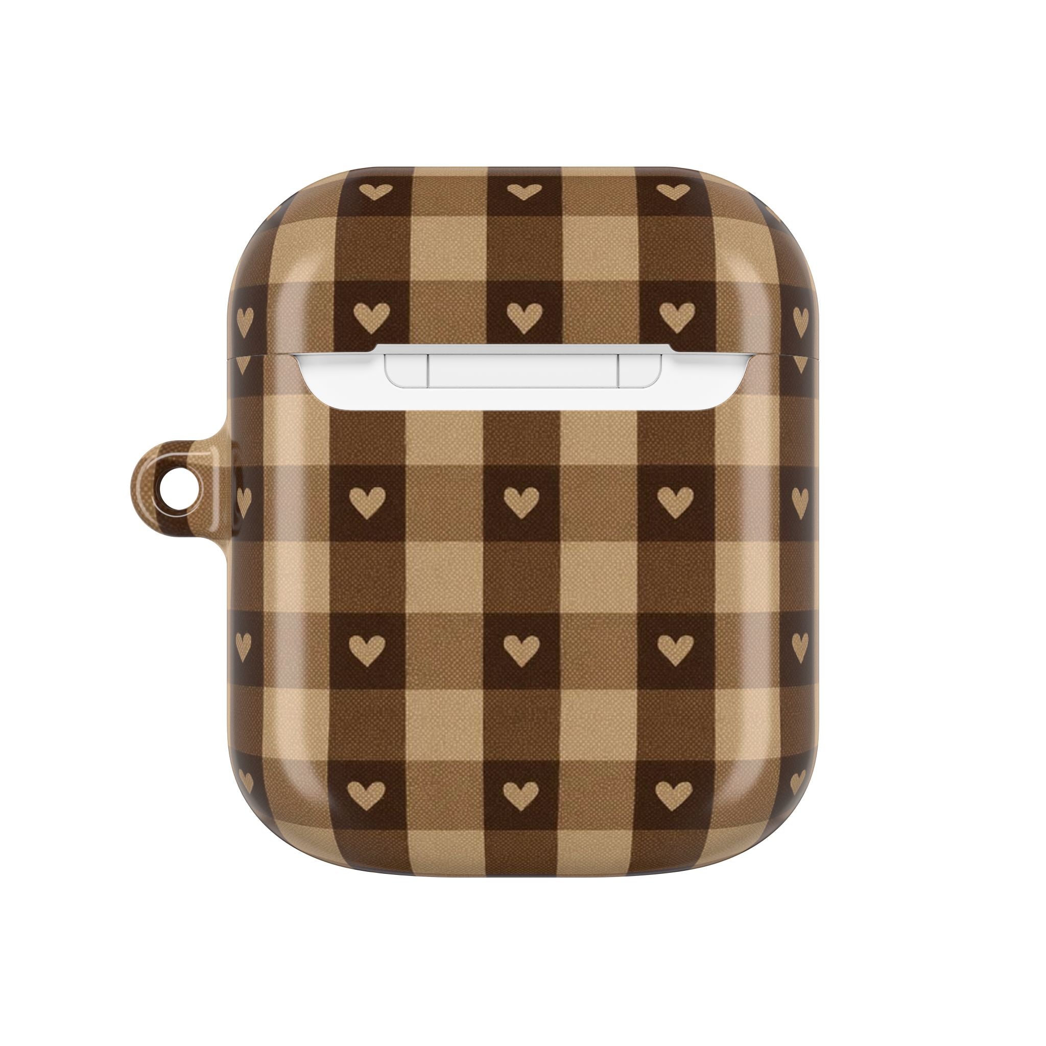 Brown Gingham Hearts | AirPods Case