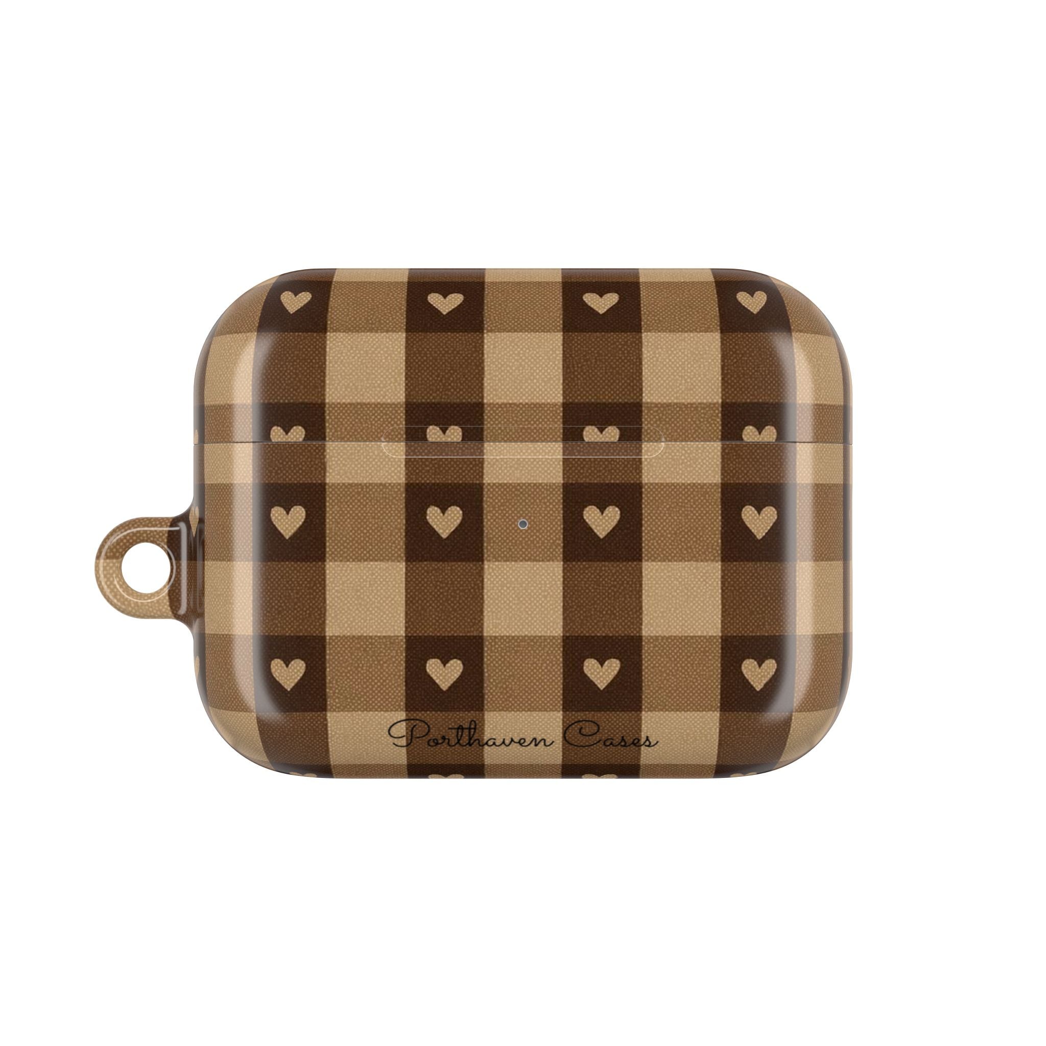 Brown Gingham Hearts | AirPods Case
