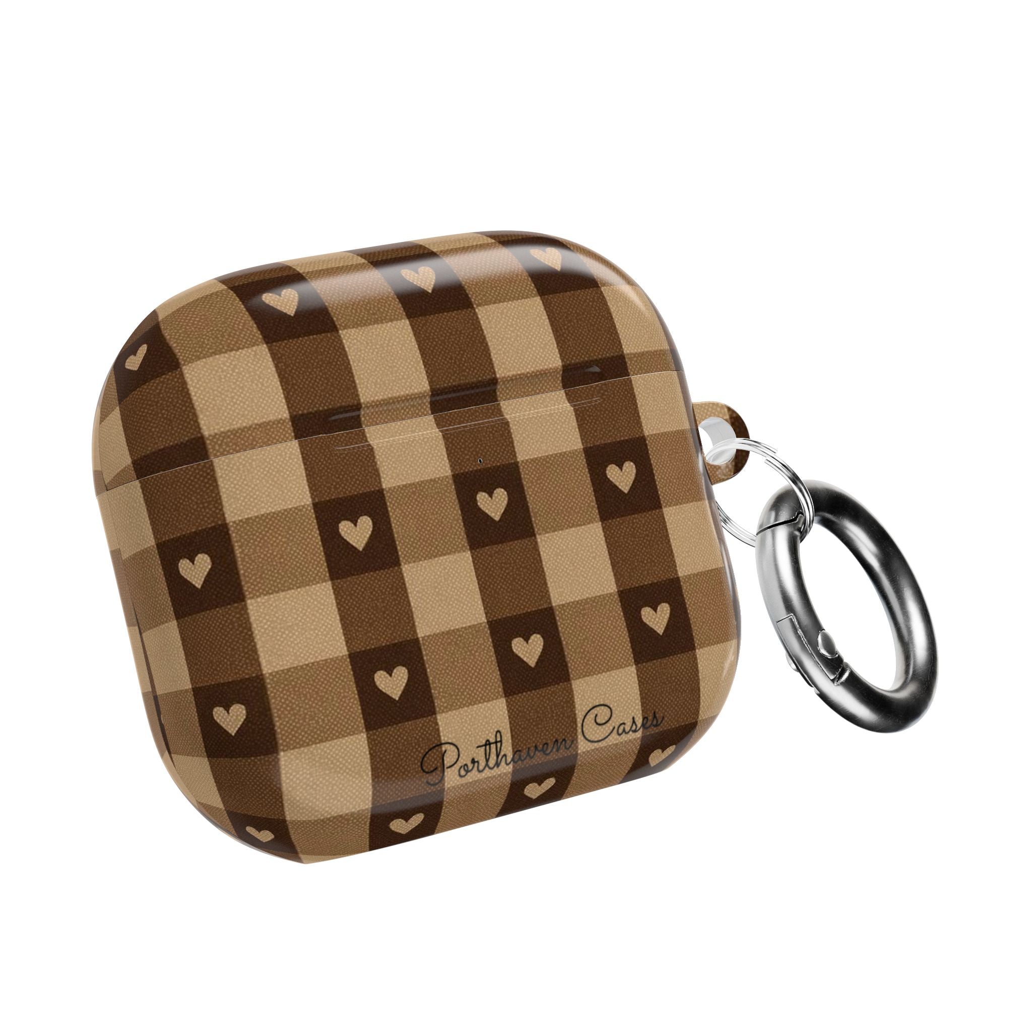 Brown Gingham Hearts | AirPods Case