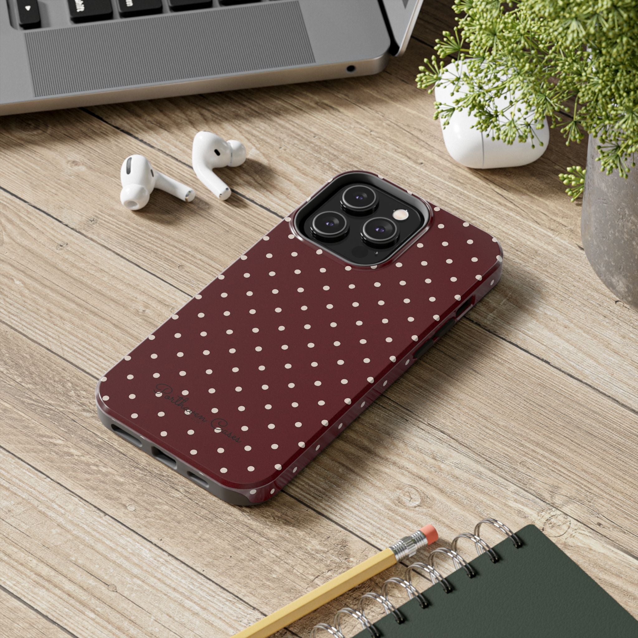 Burgundy Polka Dots