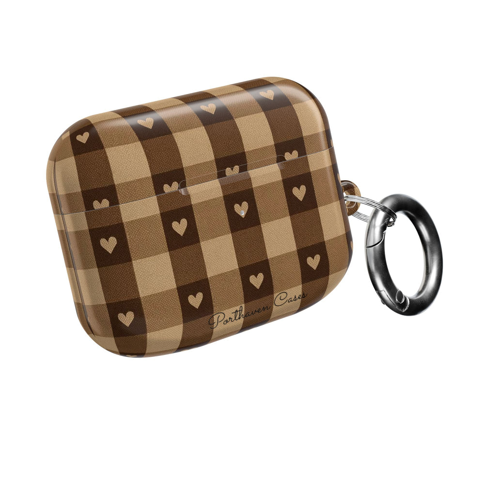 Brown Gingham Hearts | AirPods Case