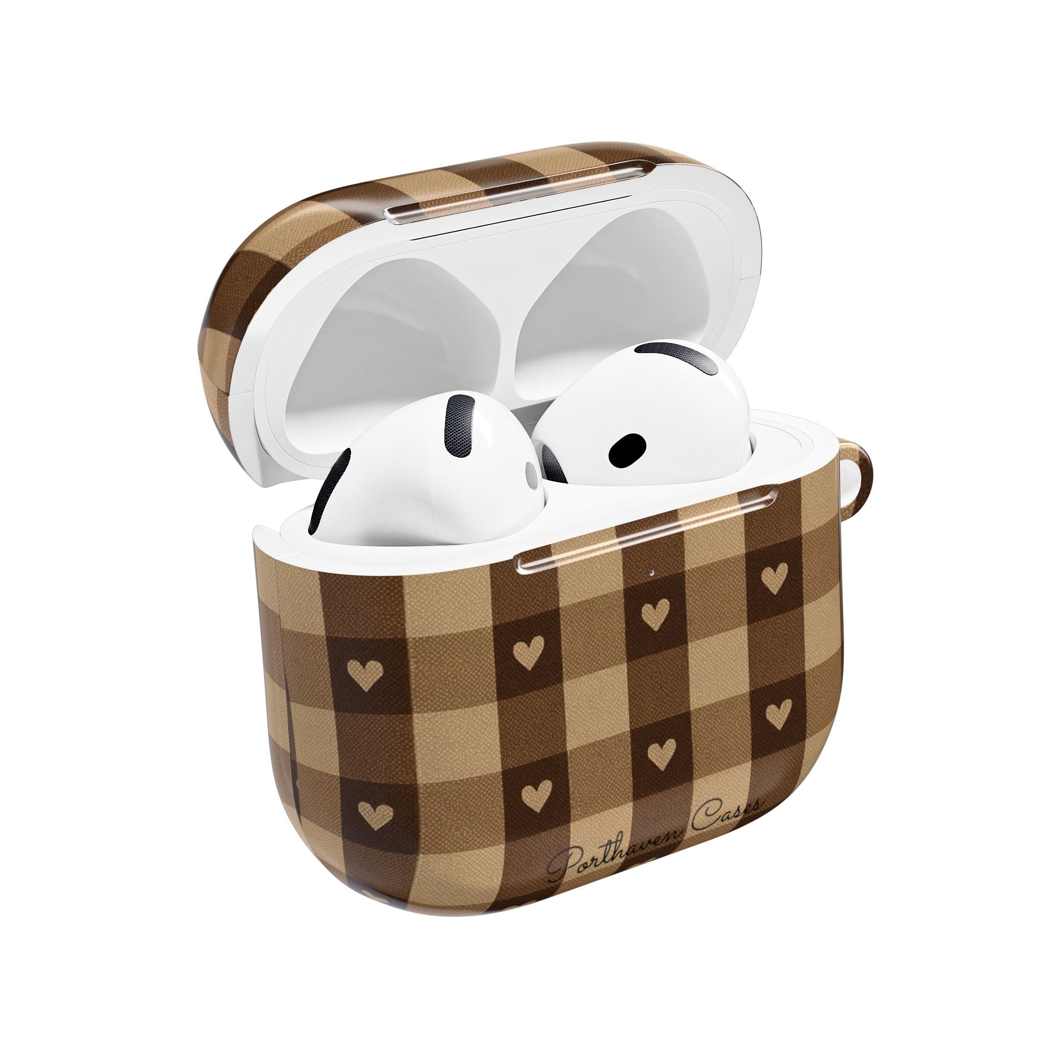 Brown Gingham Hearts | AirPods Case