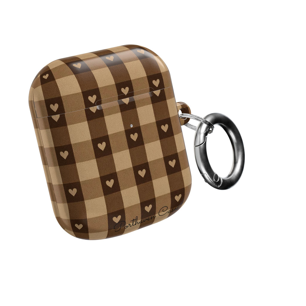 Brown Gingham Hearts | AirPods Case