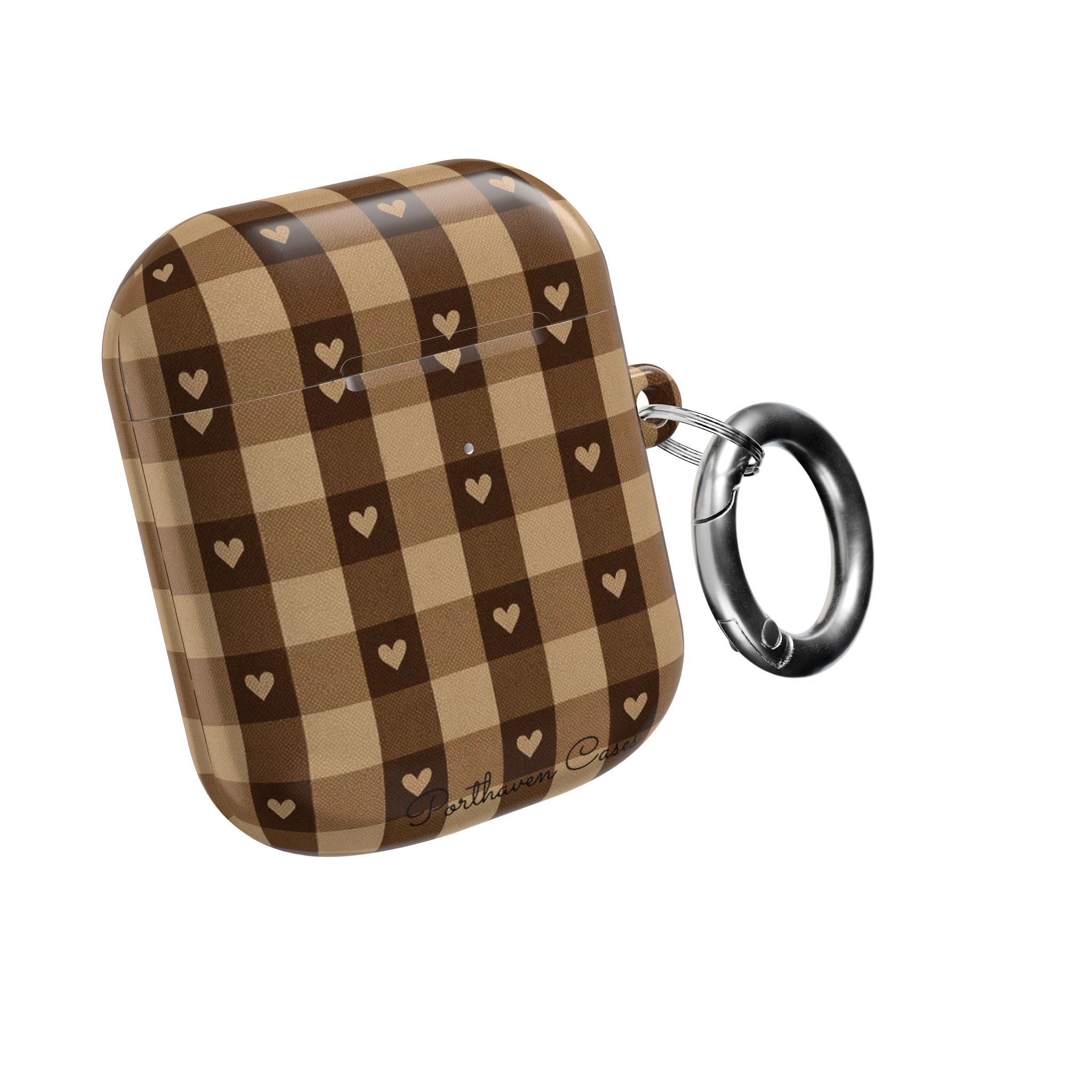 Brown Gingham Hearts | AirPods Case