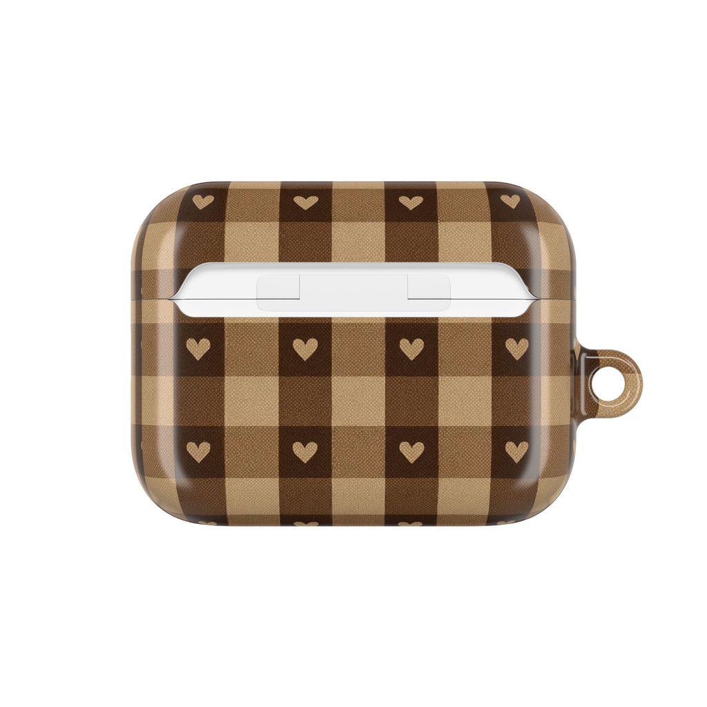 Brown Gingham Hearts | AirPods Case