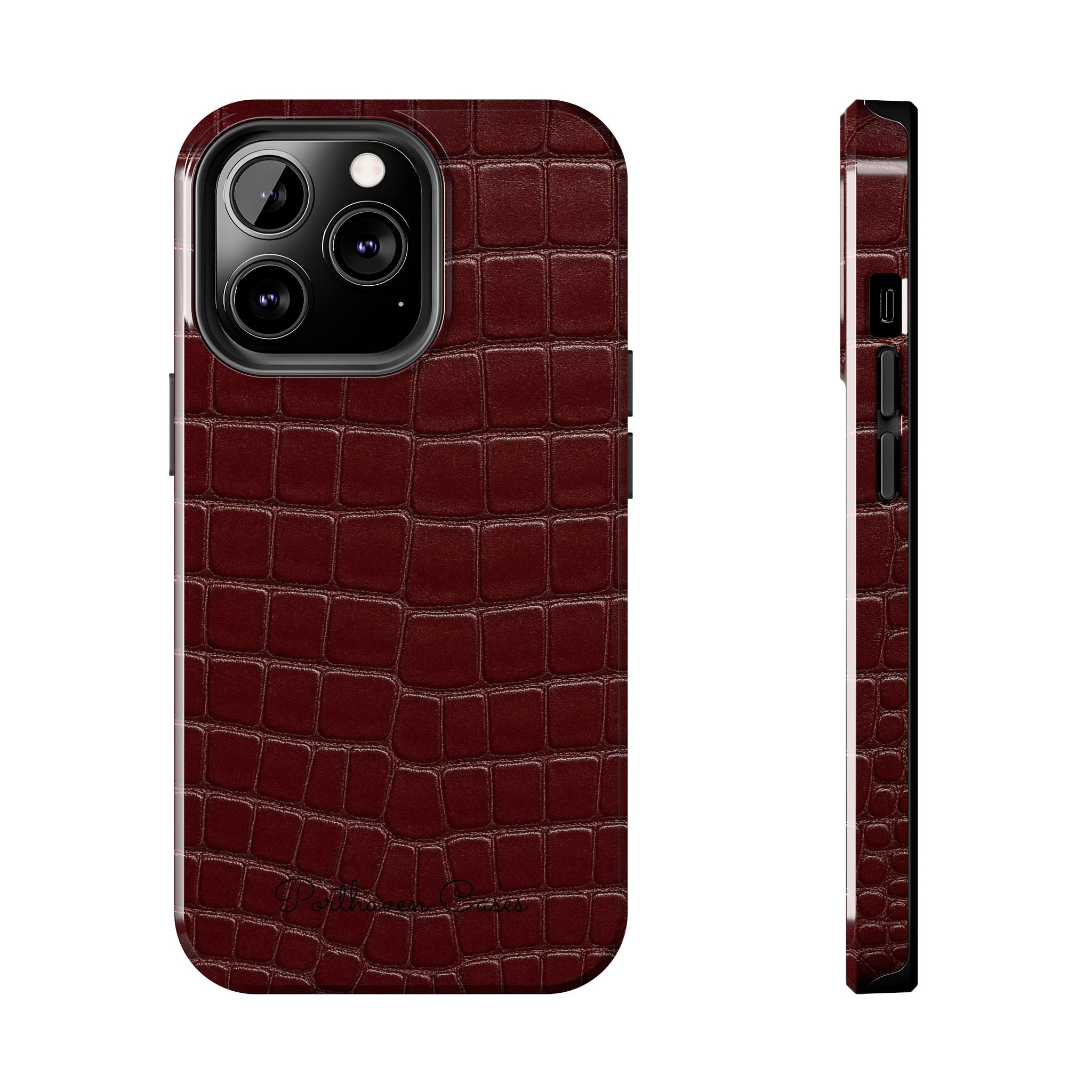 Burgundy Crocodile Leather