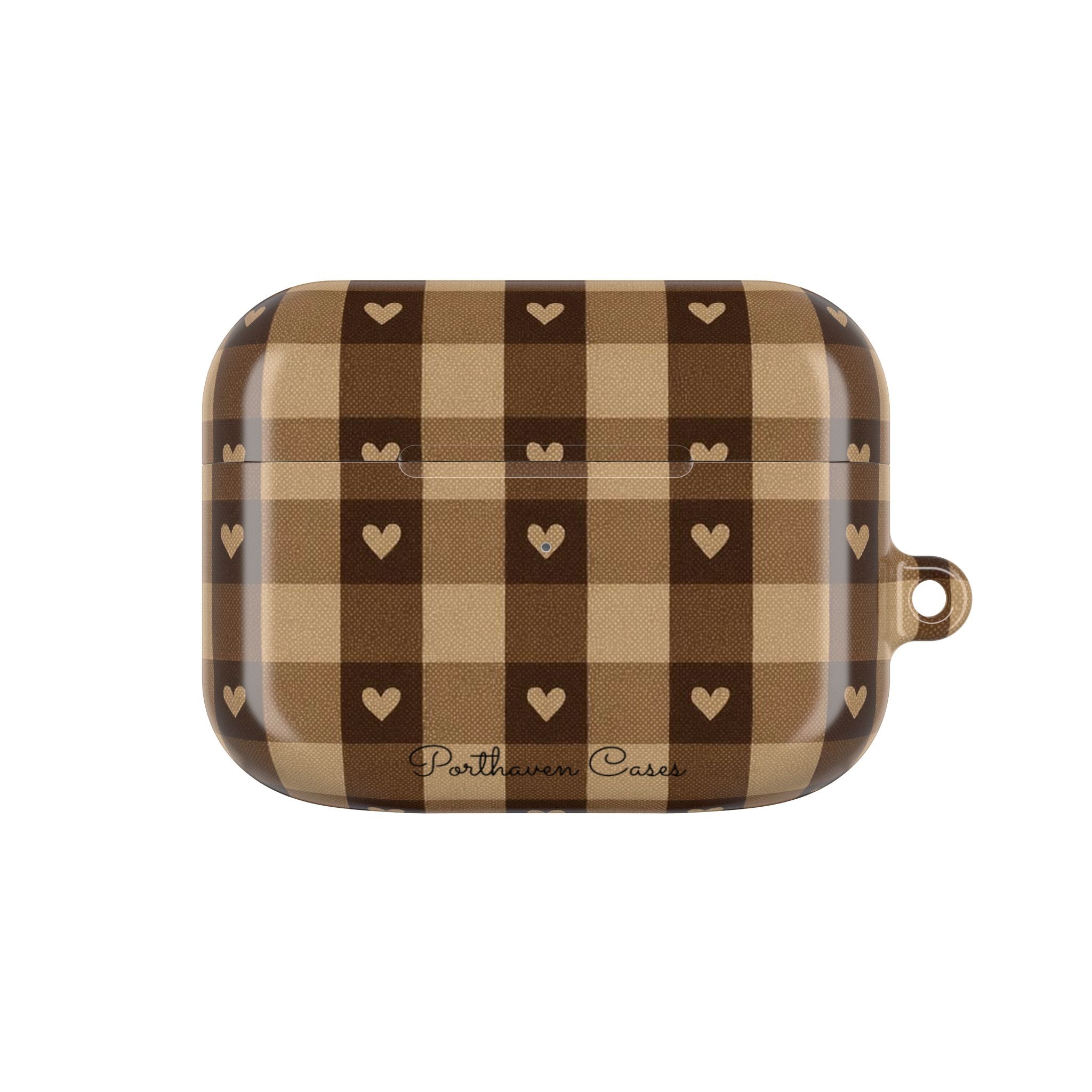Brown Gingham Hearts | AirPods Case