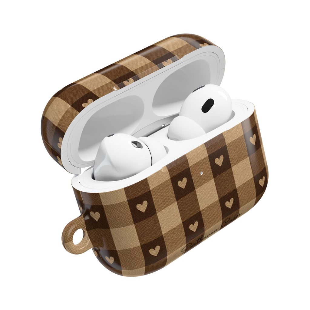 Brown Gingham Hearts | AirPods Case