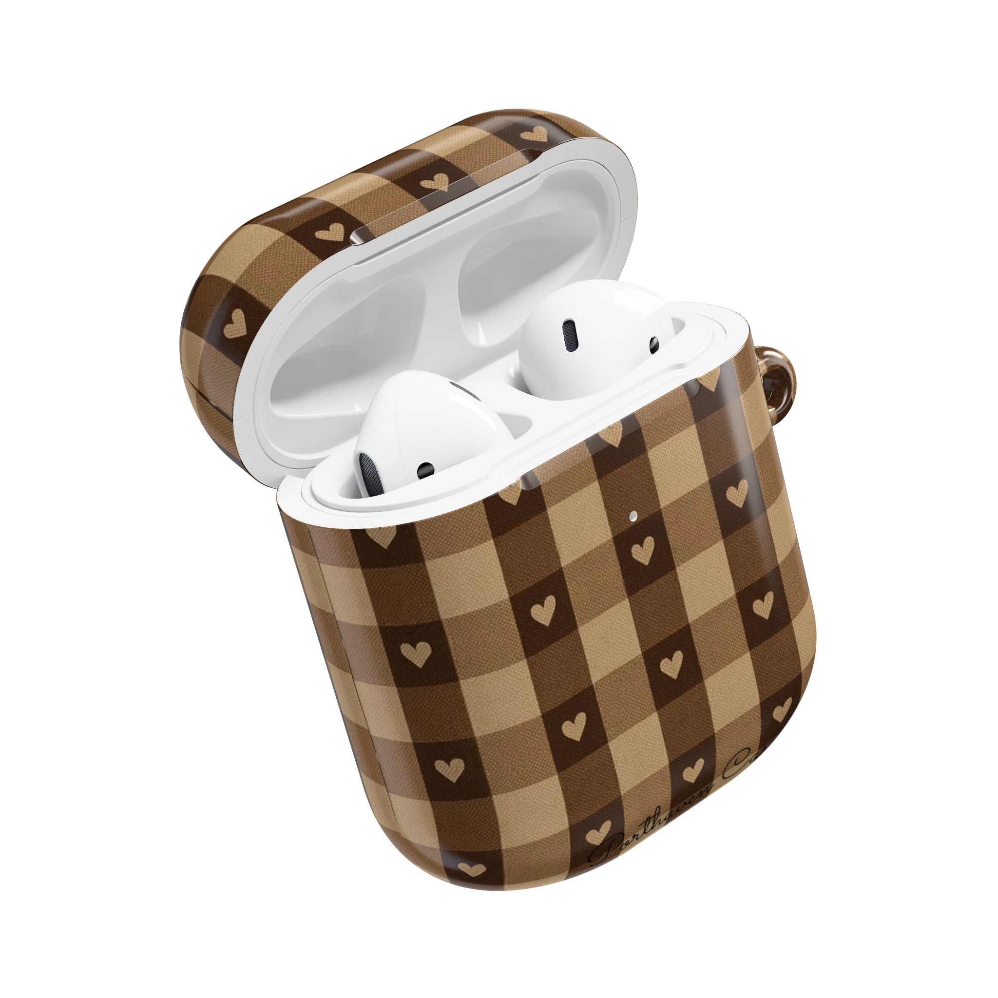 Brown Gingham Hearts | AirPods Case