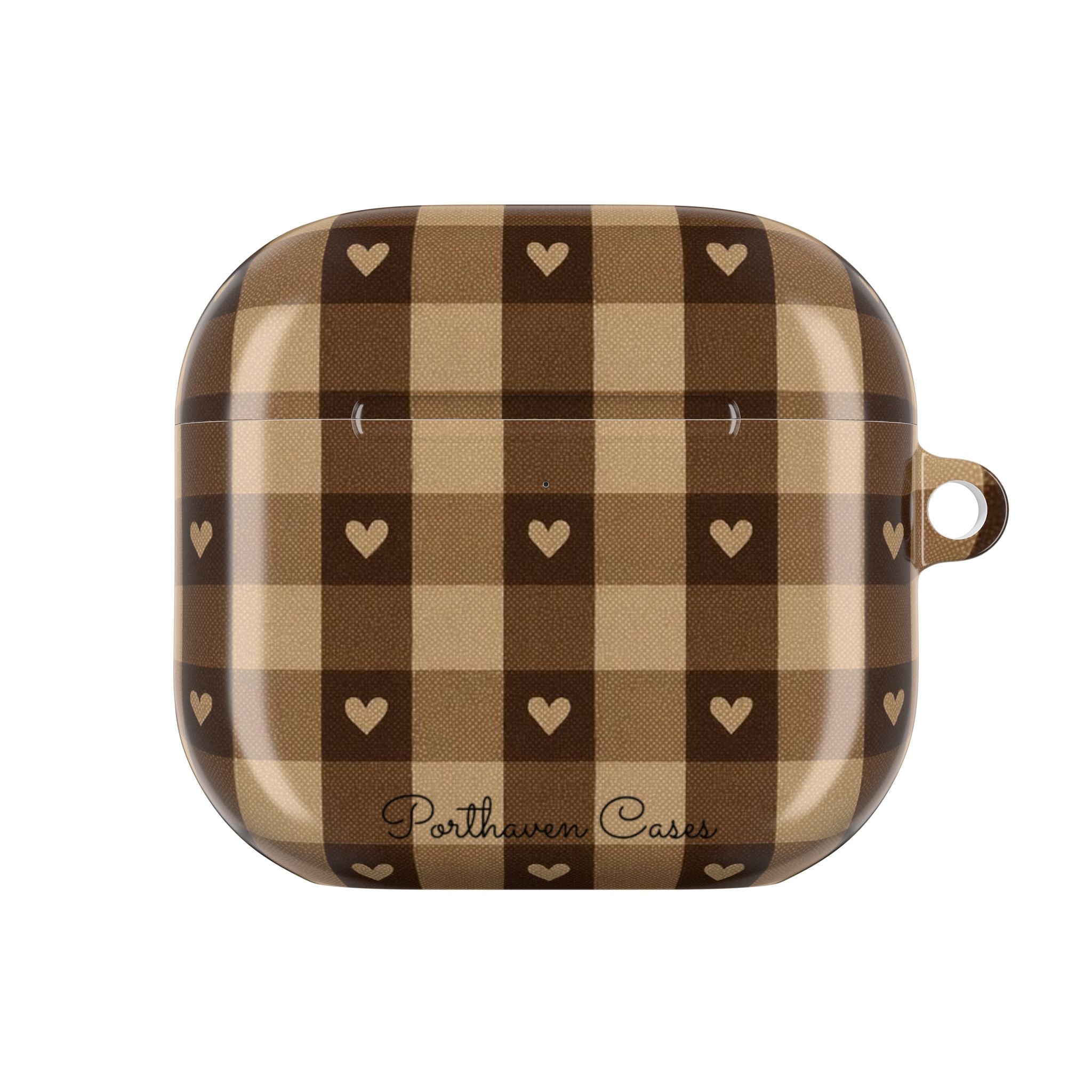 Brown Gingham Hearts | AirPods Case